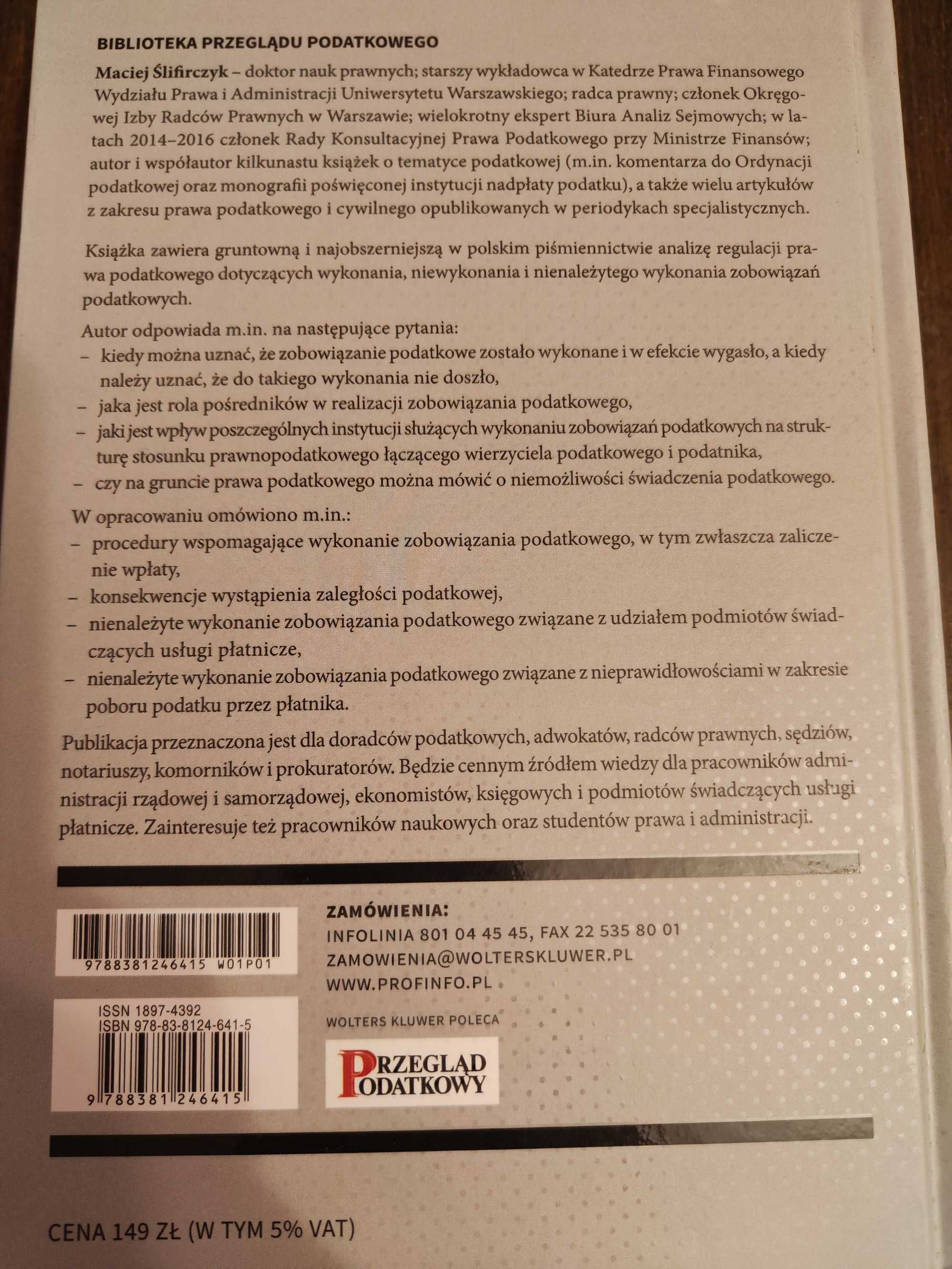 Maciej Ślifirczyk - wykonanie zobowiązania podatkowego (monografia)