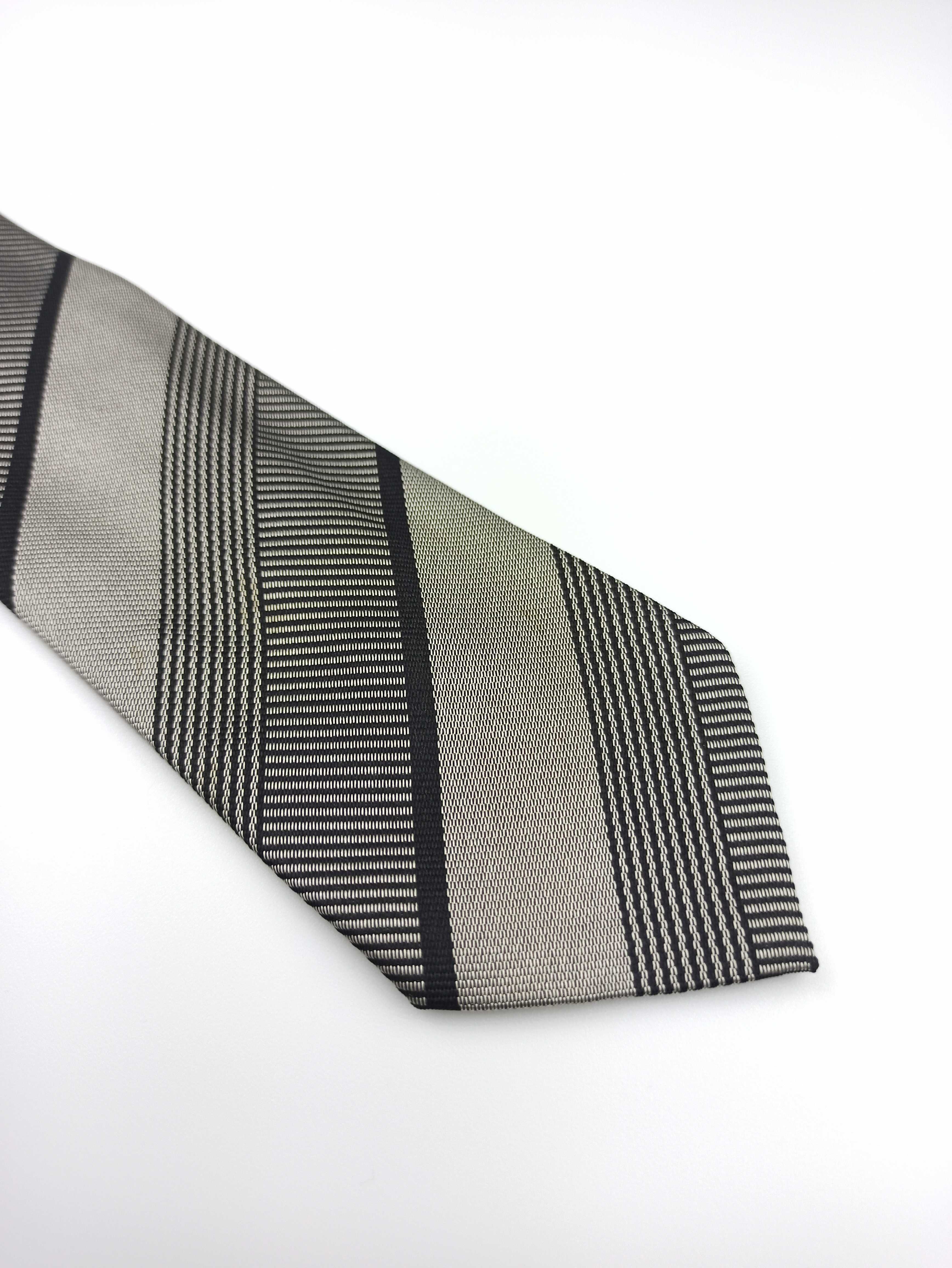 Borsalino szary jedwabny krawat w paski f4