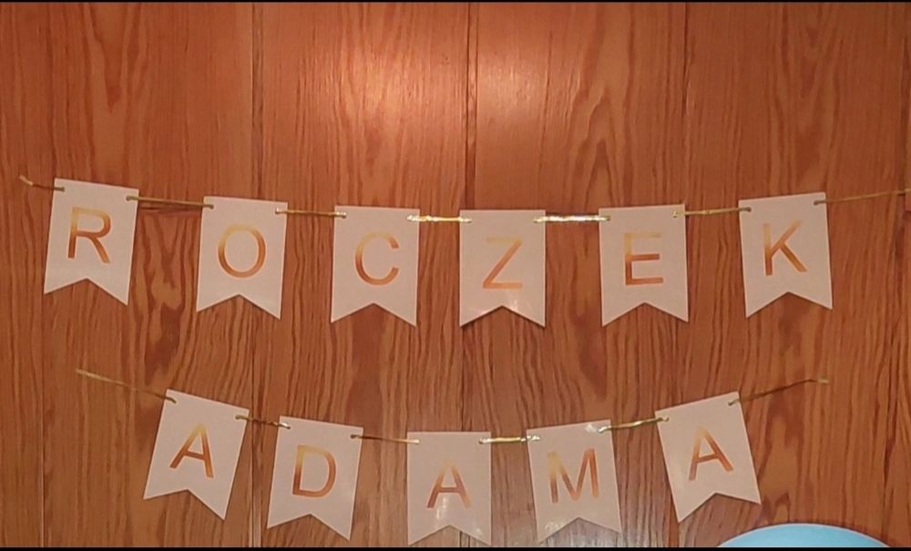Baner napis flagi roczek rok Adama Adam Adaś