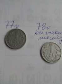 Monety  1 zł rok 1977 i 1978 bez znaku mennicy