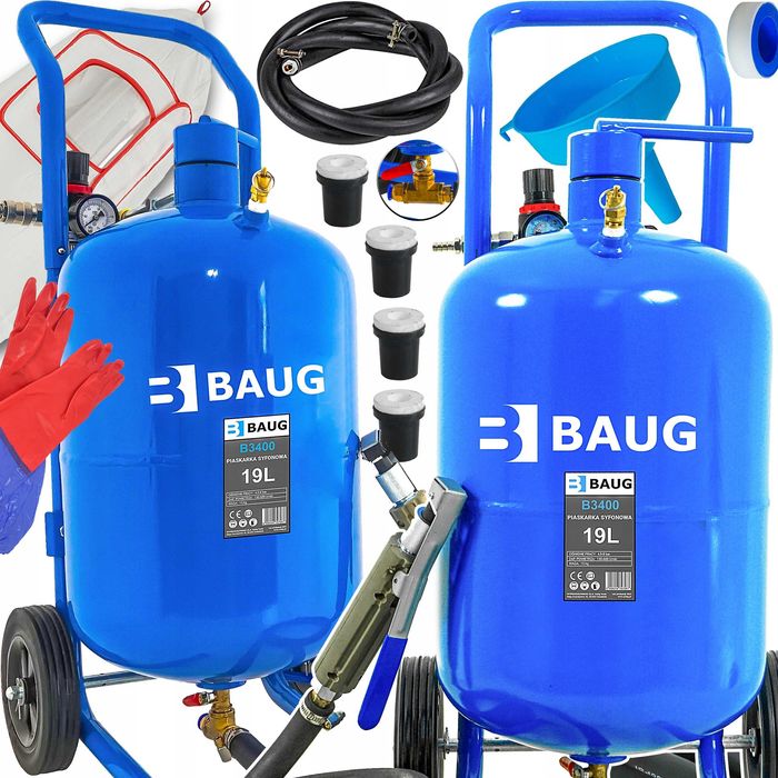 PIASKARKA Syfonowa Do Piaskowania Mobilna 19L + PISTOLET +DYSZE +WĄŻ