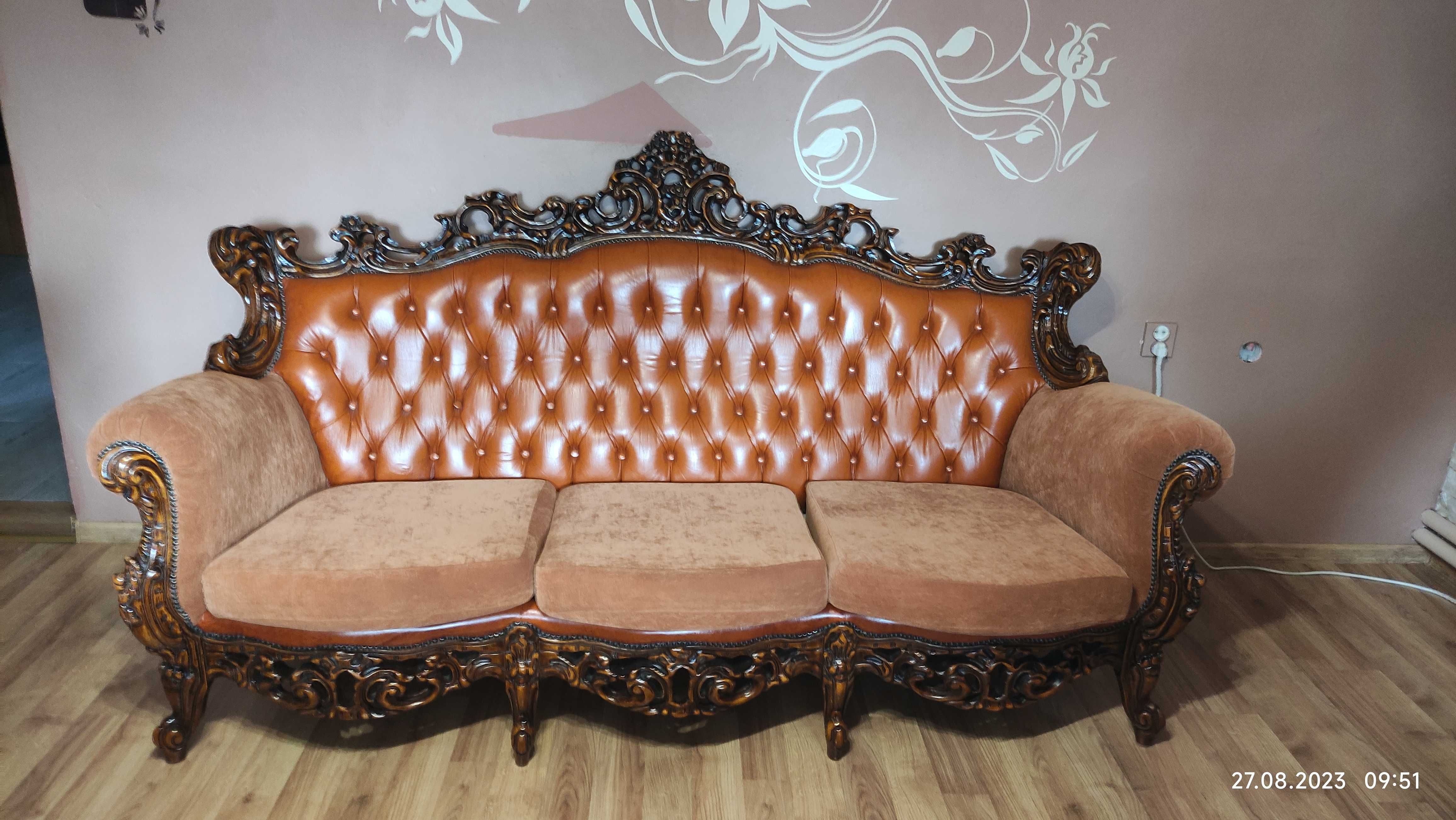 Dwa fotele barokowe plus sofa, bardzo dobry stan.