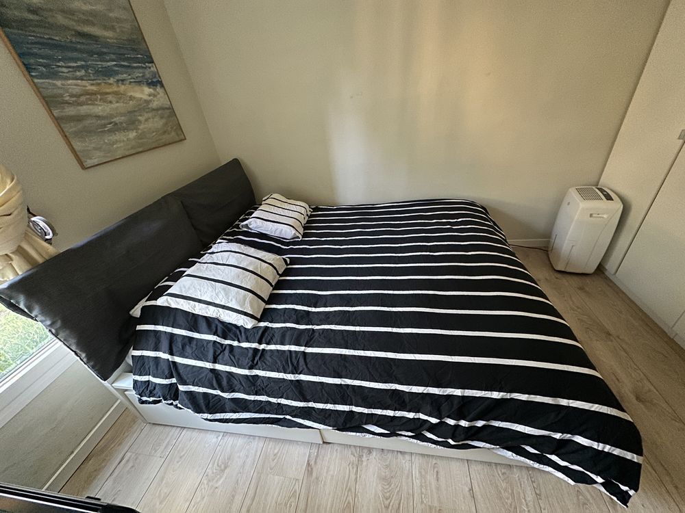 Cama Completa Ikea Malm 160x200 branca c/gavetas, estrado e colchão