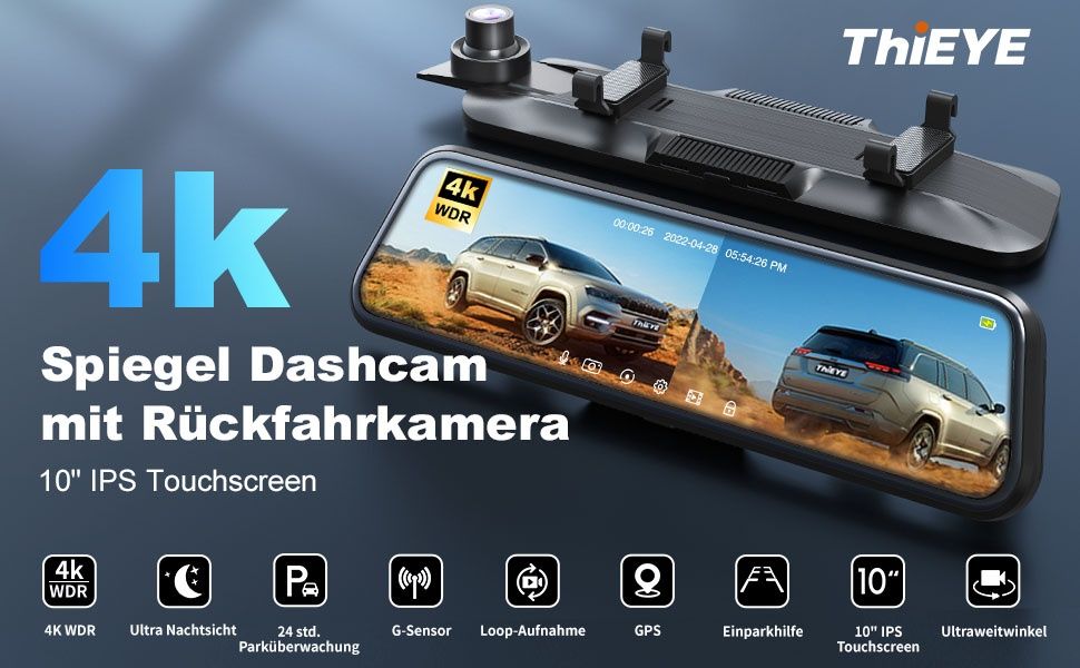 ThiEYE retrovisor 4k com dupla câmera