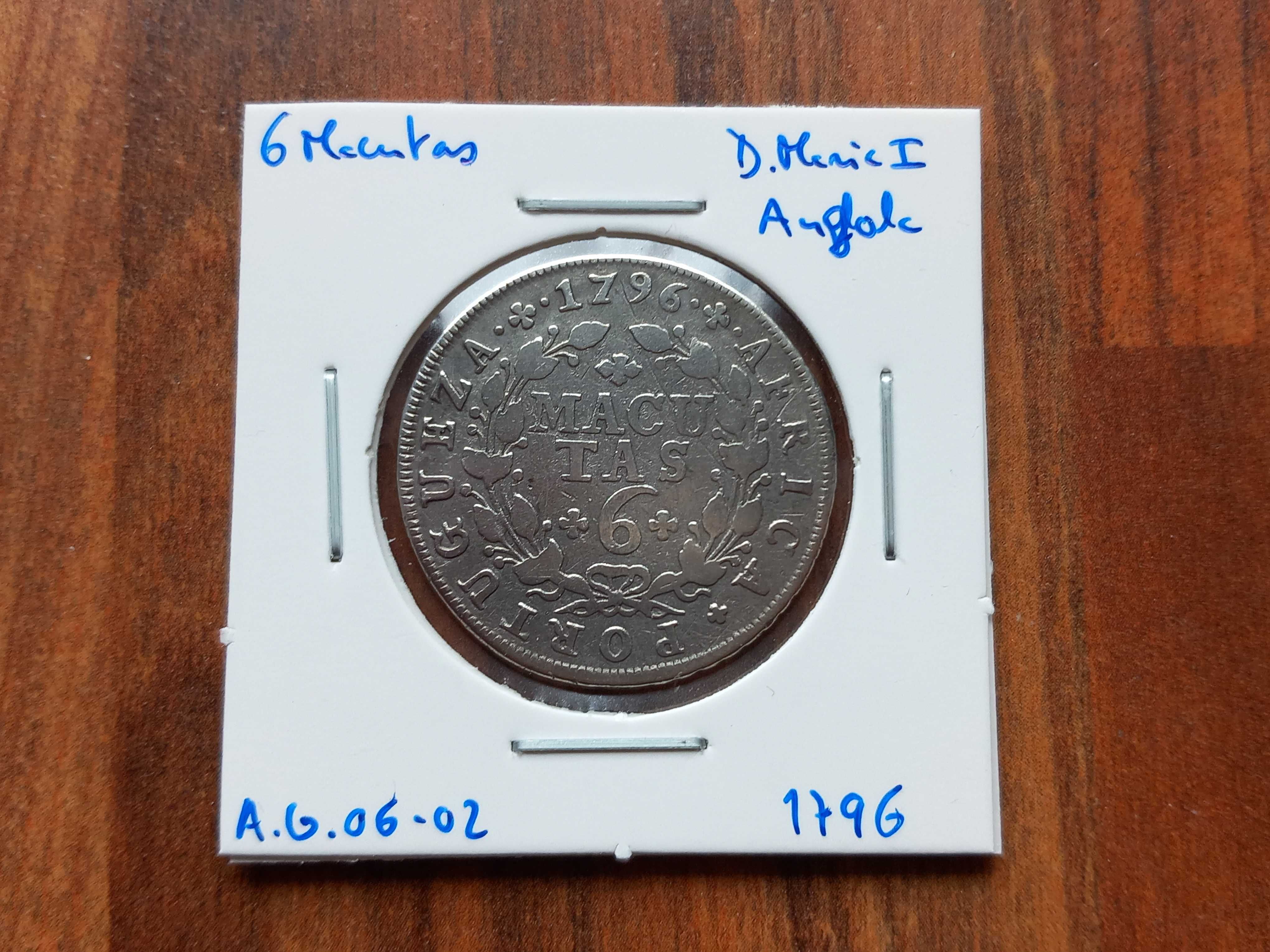 Moeda 6 Macutas 1796 D. Maria I  - Angola