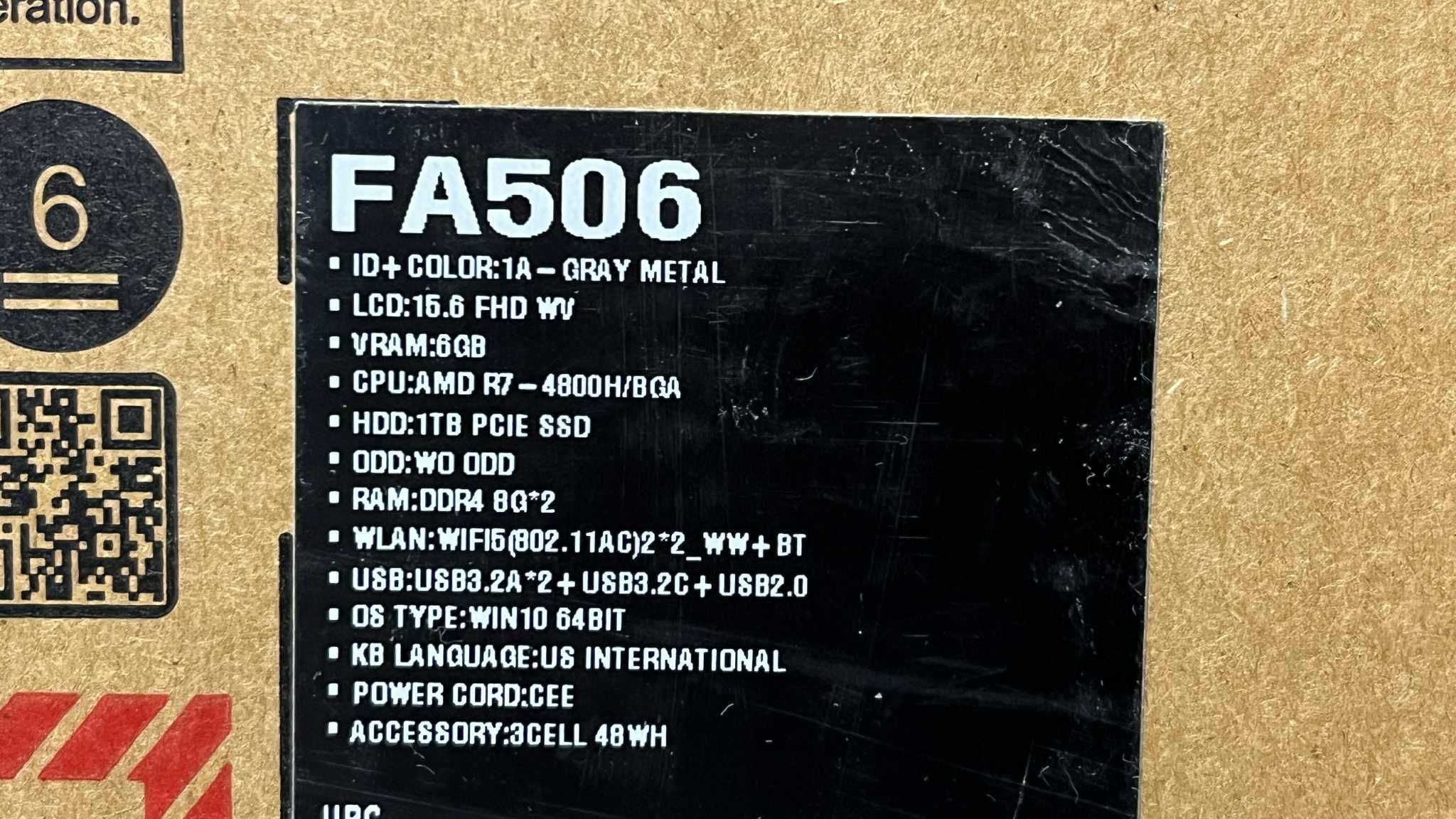 ASUS TUF F15 / R7-4800H / GTX 1660Ti / FA506 / FullHD 144Hz/ładowarka