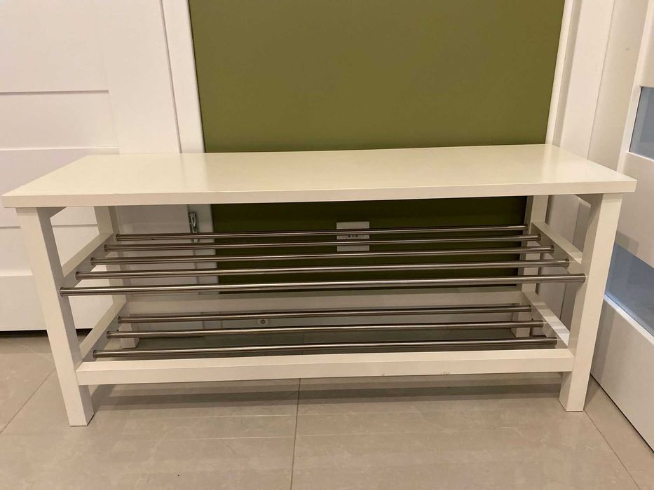 Ławka z półkami na buty, biały, 108x34x50 cm