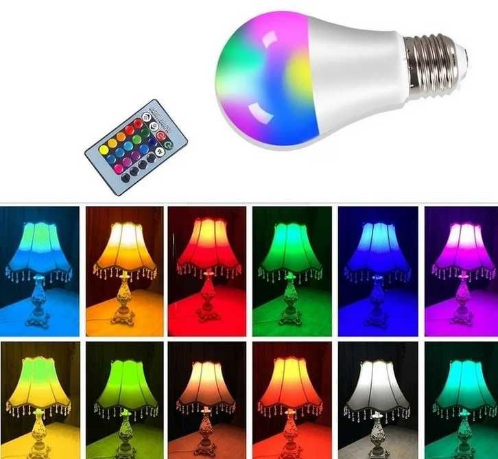 Різнокольорова RGB LED Лампочока з Пультом.Розумна лампочка