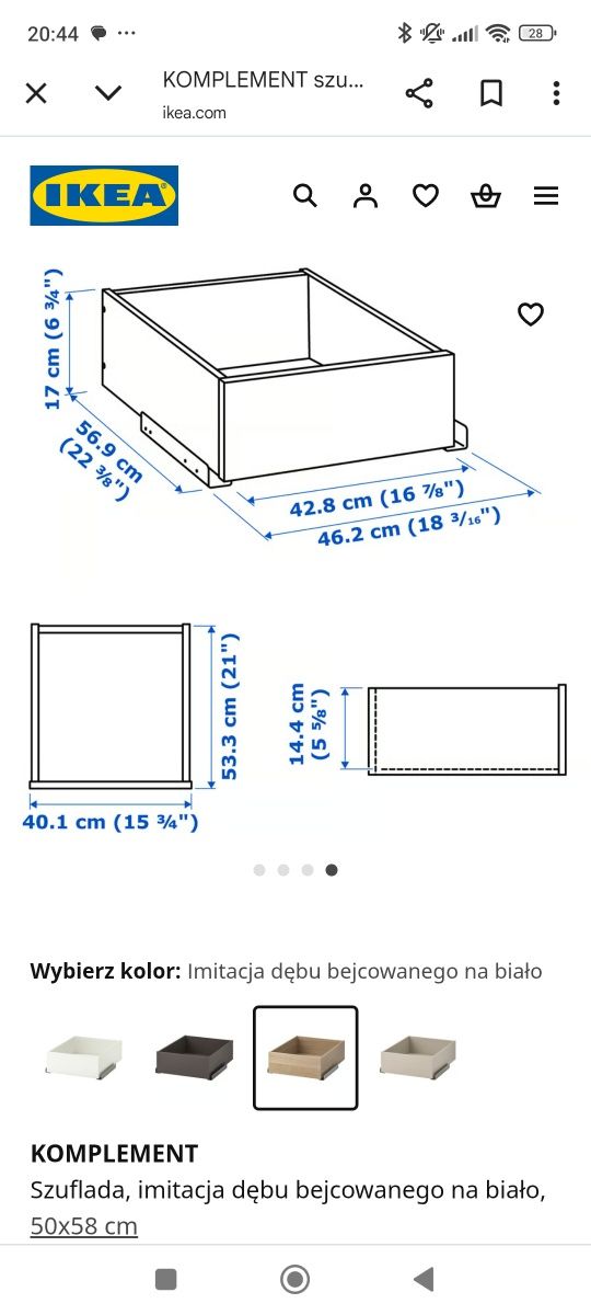 Szuflada IKEA Komplement 100 cm i 50 cm