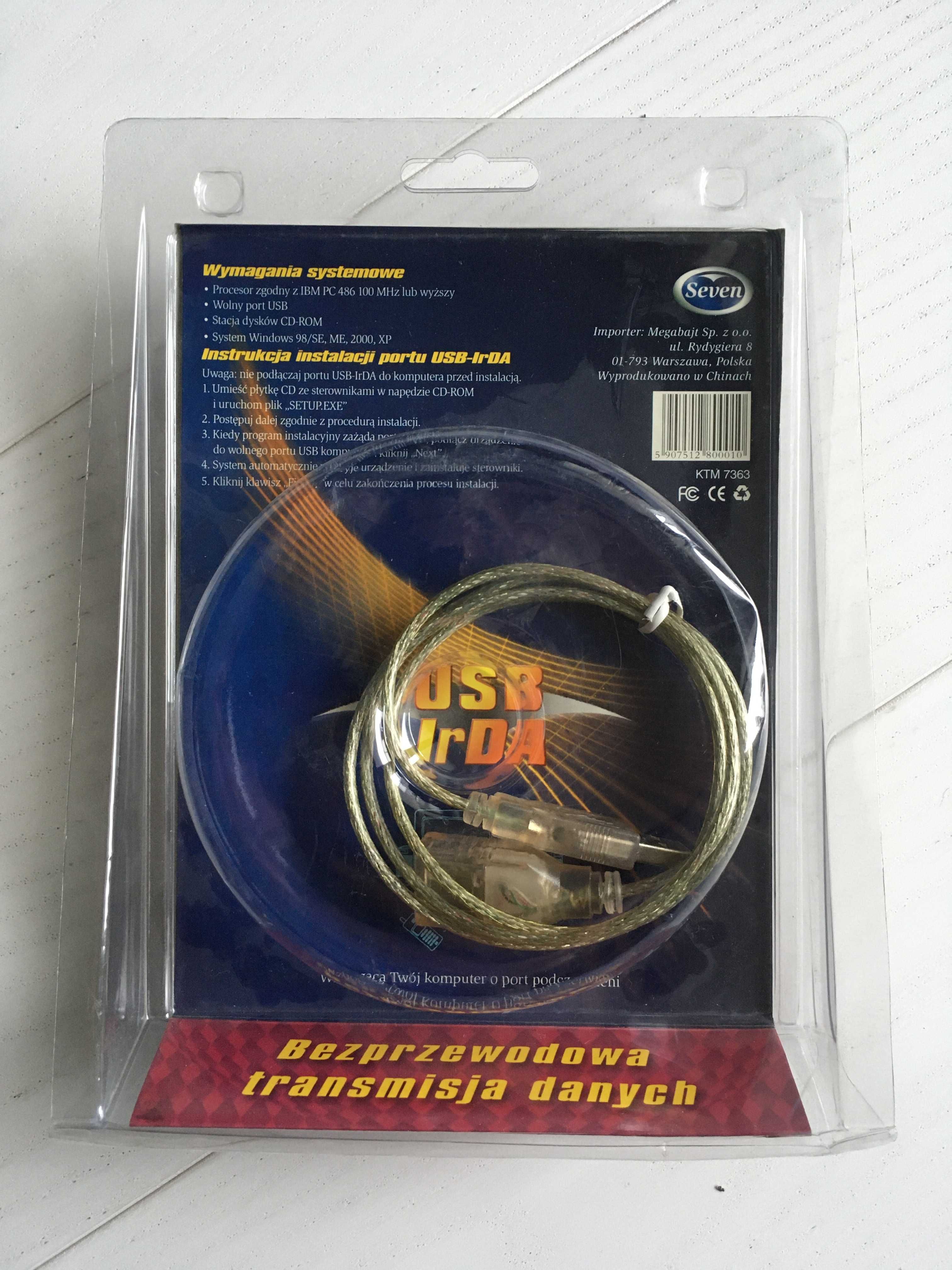 Adapter IrDA na USB w komplecie z kablem "przedłużaczem" USB