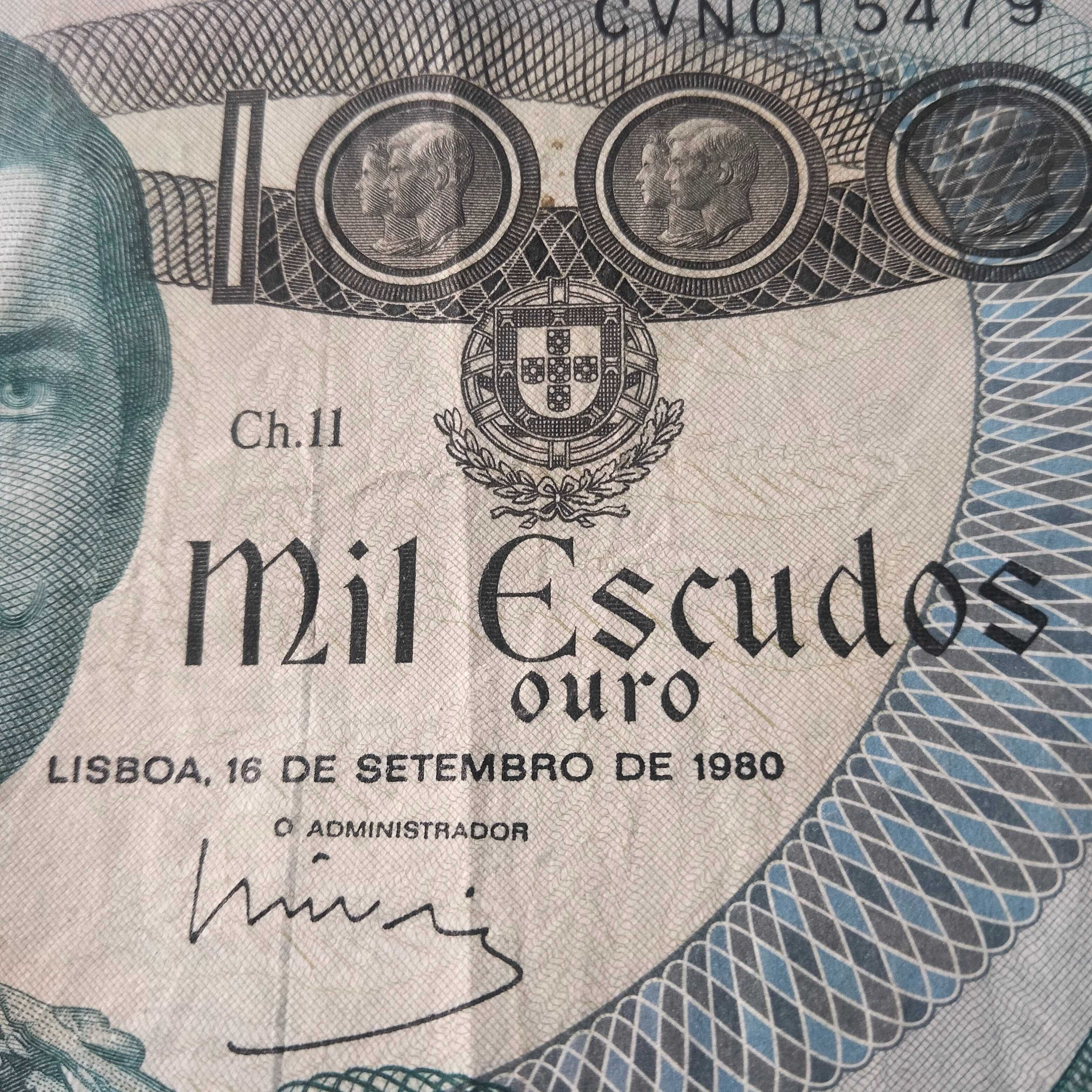 nota de mil escudos 1980
