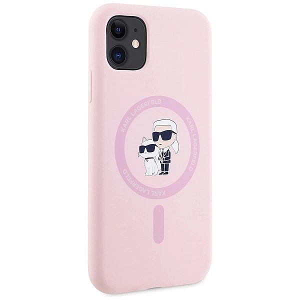 Etui Karl Lagerfeld Silicone Karl&Choupette MagSafe na iPhone 11 - róż