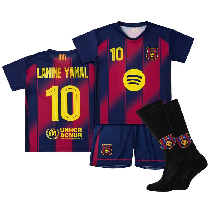 Strój piłkarski dziecięcy Lamine Yamal Barcelona rozm. 128 + getry