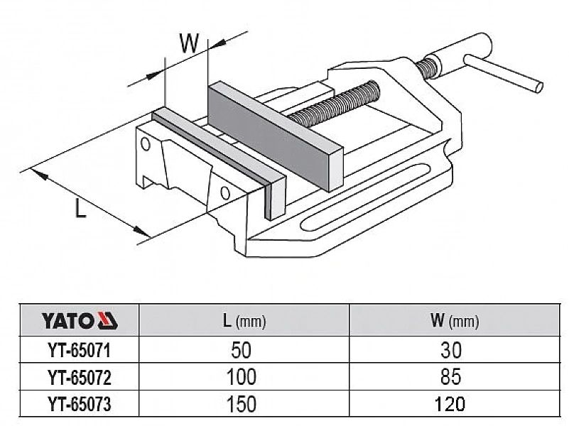 Imadło Maszynowe Do Wiertarki Stołowej 100 Mm Yato