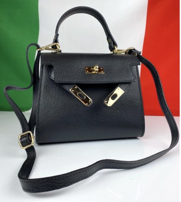 Сумка шкіряна чорна рижа руда Кросссбоди сумка рыжая чёрная кожаная