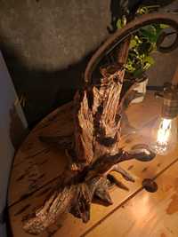 Lampa drewno drewniana handmade loftowa