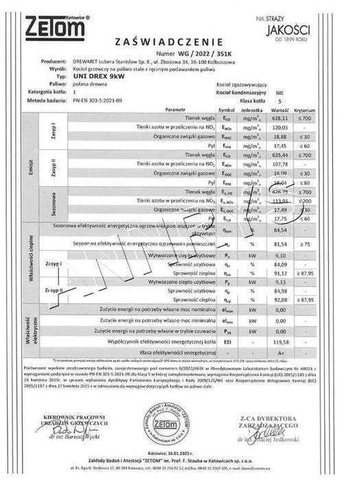 Piec kocioł stalowy DREWMET DREX 9 kW do 100m² zagazowujący drewno