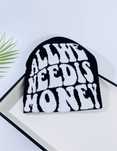 Nowa czarna uniseks czapka zimowa beanie All we need is money y2k