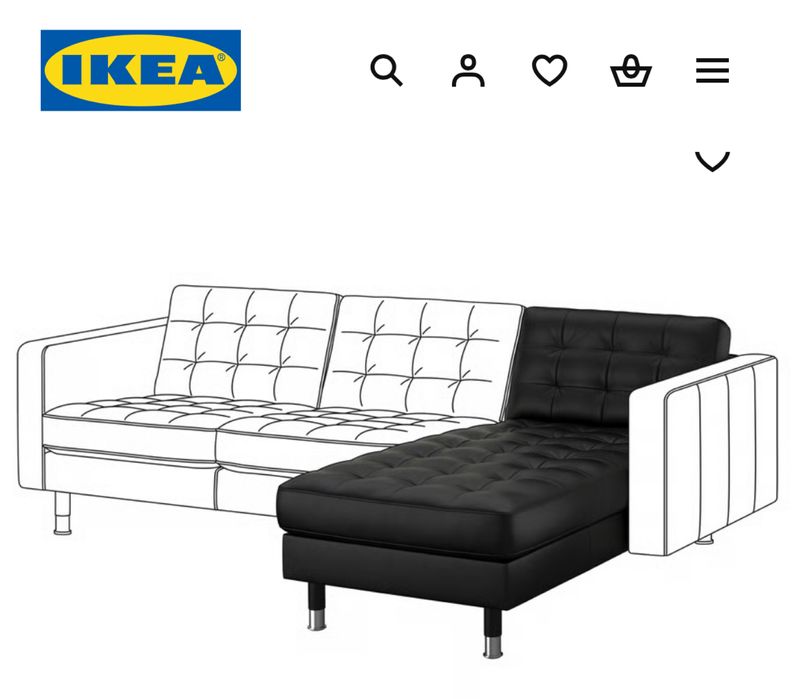 Ikea Landskrona leżanka szezlong czarna skóra