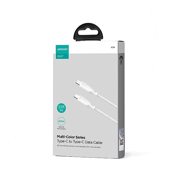 Kabel Joyroom SA34-CC3 USB-C - USB-C PD 60W 480Mb/s 1m - biały