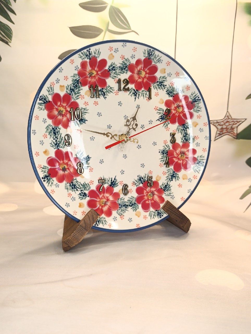*Zegar wiszący ceramiczny ścienny 25 cm cichy  Bolesławiec unikat