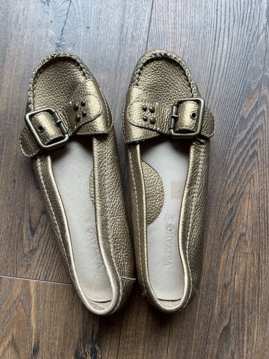 Skórzane złote mokasyny Vezzano roz 39