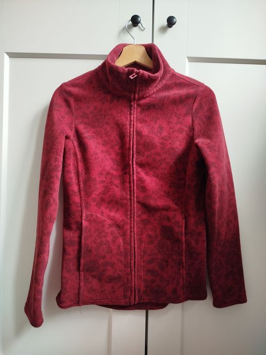 Polar bluza zasuwana polarowa polarkowa ciepła burgundowa kwiaty kwiat