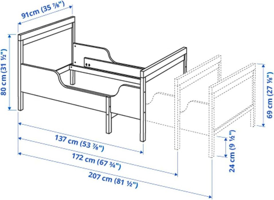 Łóżko IKEA SUNDVIK rośnie z dzieckiem + materac, do 200x80
