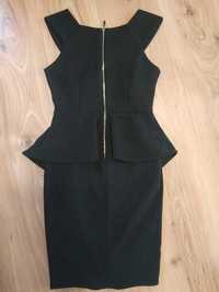 Czarna elegancka sukienka 36 s złoty zamek