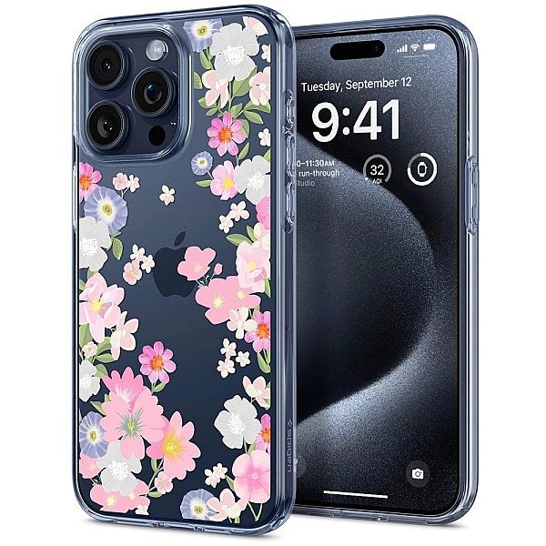 Kobiece kwiatowe Etui Spigen Liquid Tpu do iPhone 15 Pro - Blossom Flo
