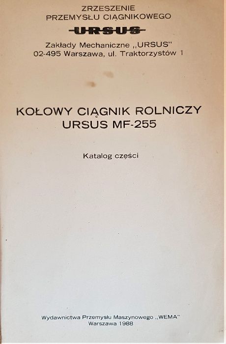 Ursus MF 255 katalog części zamiennych