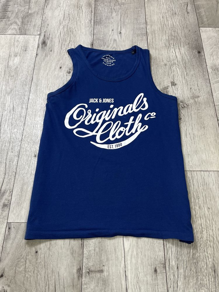 Jack & Jones originals майка M размер спортивная синяя с принтом