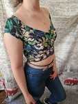 Crop top bluzka krótka koszulka New Look kwiaty kwiatki wzór bawełna