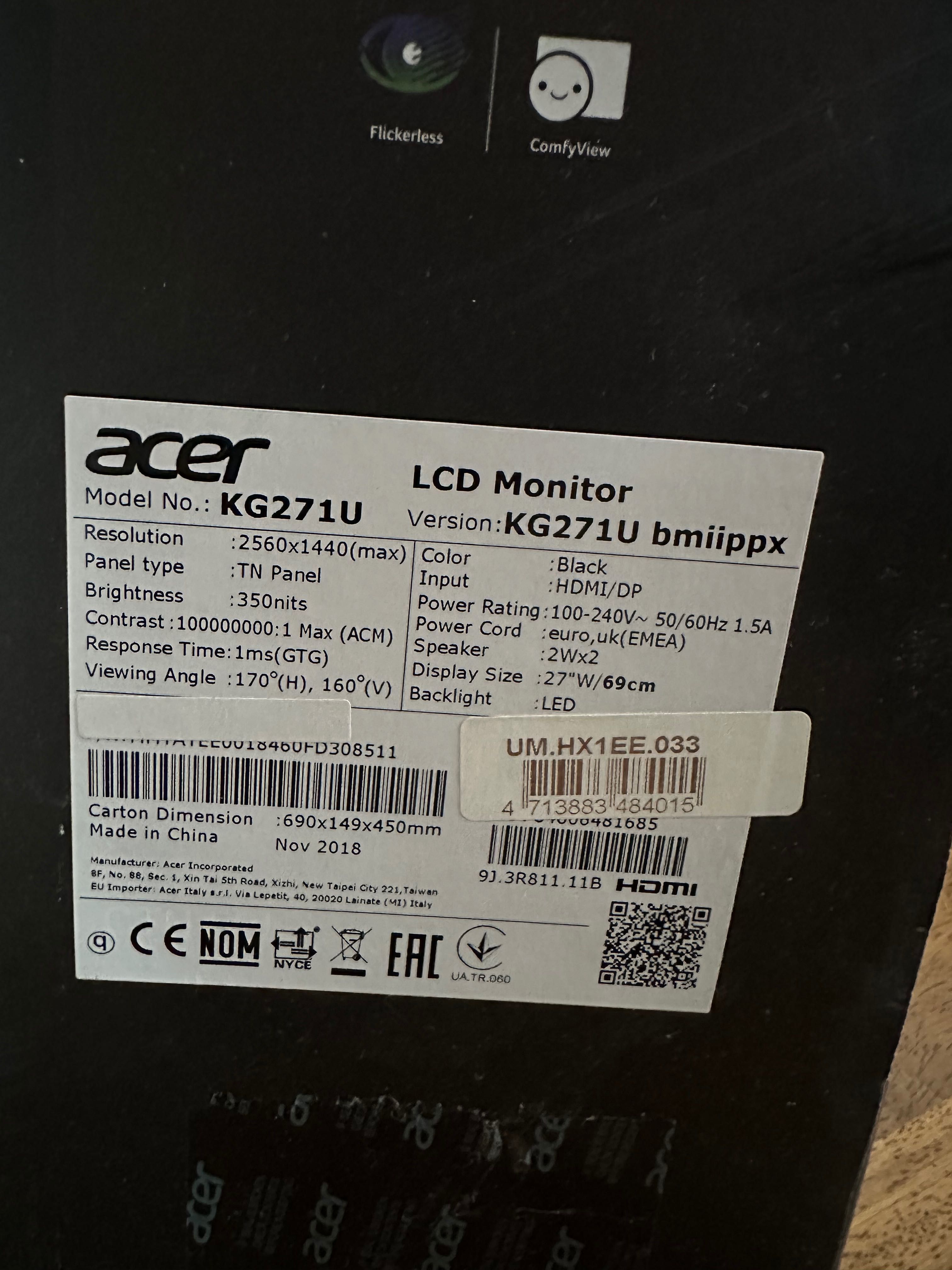 Acer KG271U monitor gamingowy