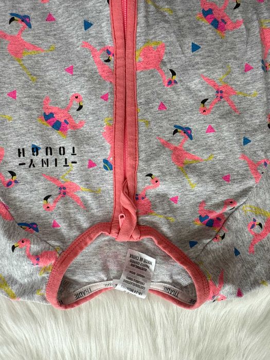 Rampersy kombinezon piżama szaro różowa na suwak rozmiar 86/92