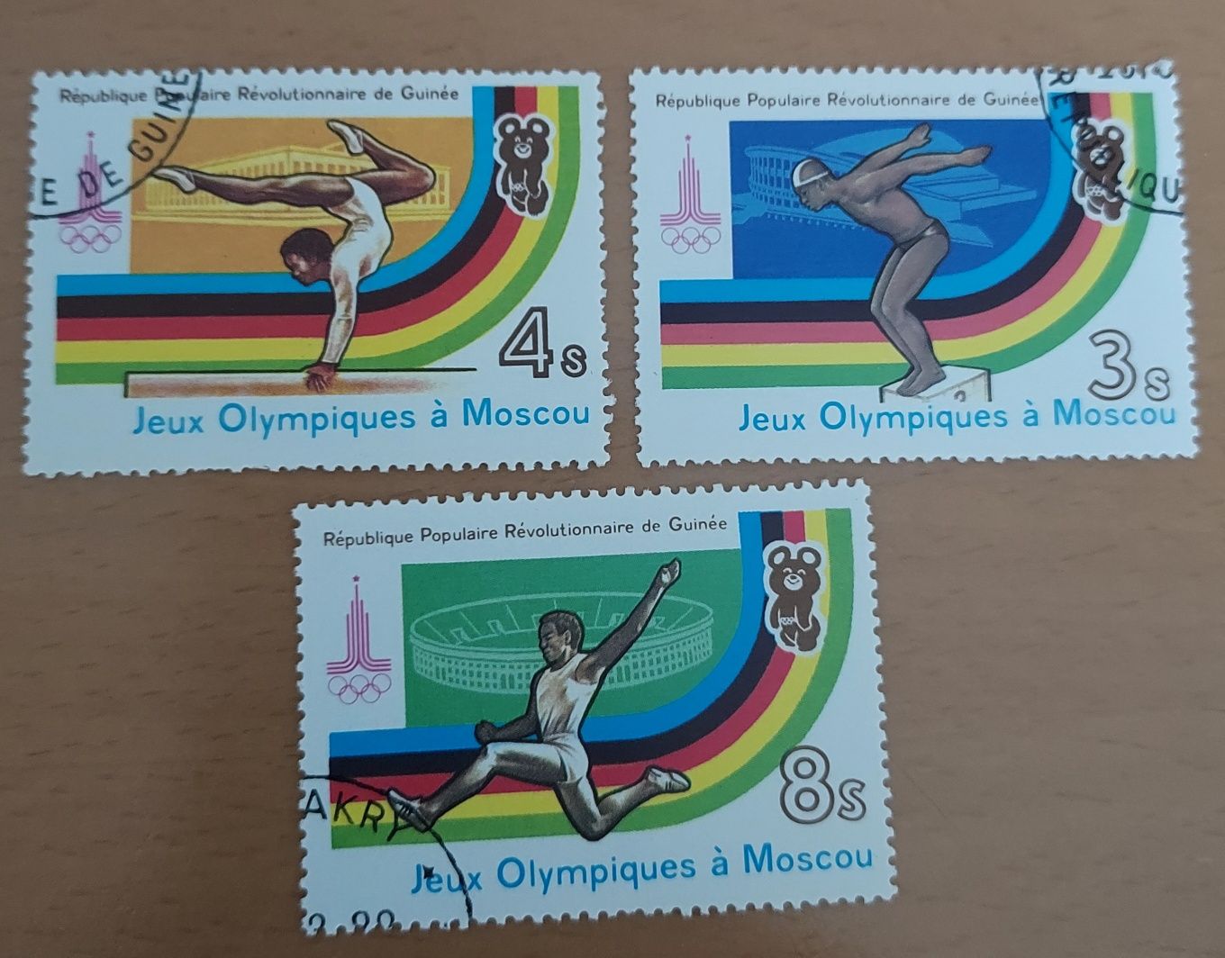 Zestaw 3 znaczków z Gwinei Olimpiada Moskwa 1980