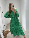 H&M długa maxi zielona sukienka z wiskozy L