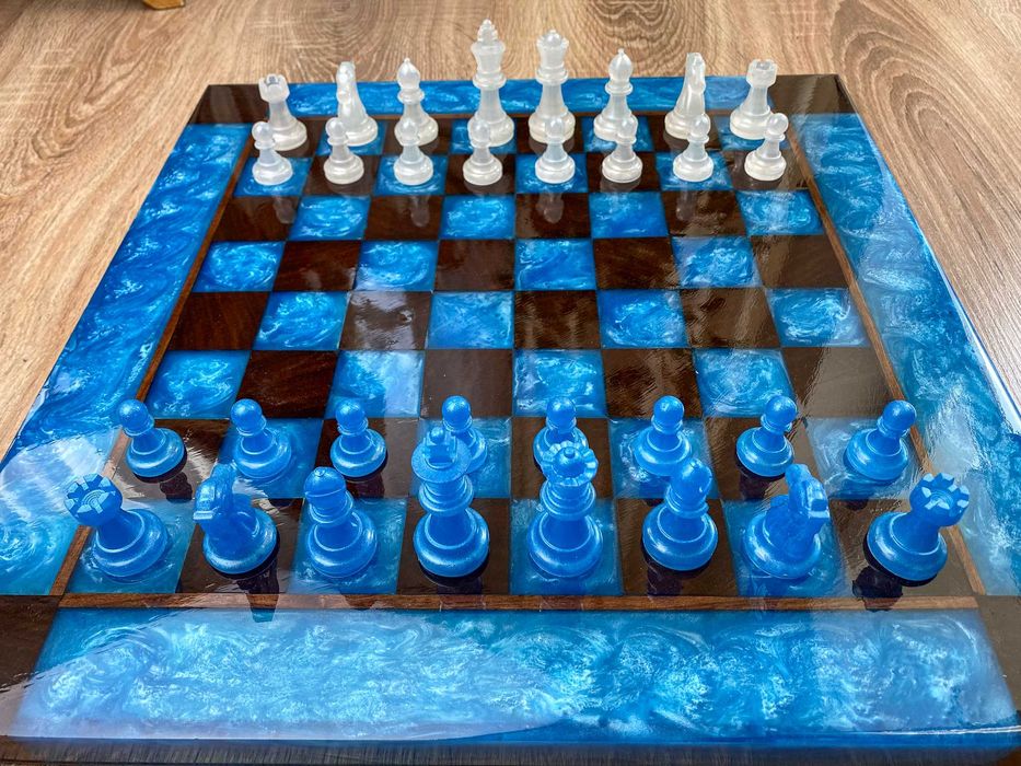 Ręcznie wykonana szachownica plansza warcaby żywica drewno egzotyczne