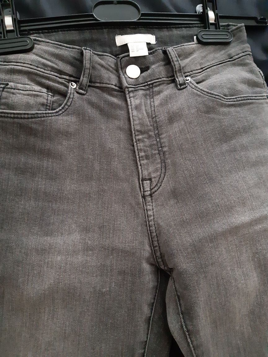 Jeansy szare XS Petite H&M 158 wysoki stan
