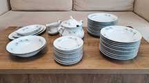 Porcelana Bogucice zestaw obiadowy 12 osób, waza, sosierka, PRL