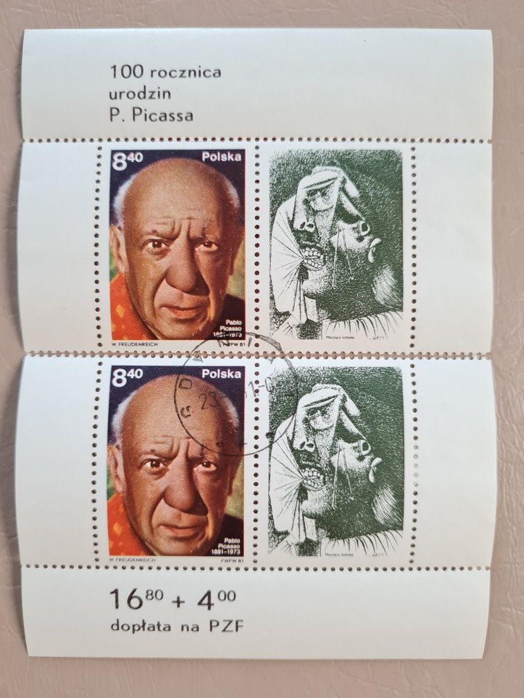 Znaczki pocztowe, 100 rocznica urodzin P. Picassa, arkusz, 1981
