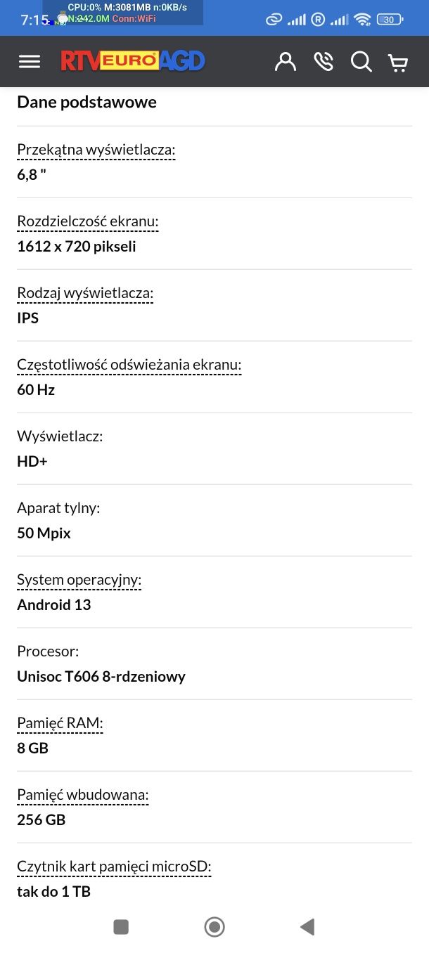 C33 6.8 całą 256GB 50Mpix Dual Sim