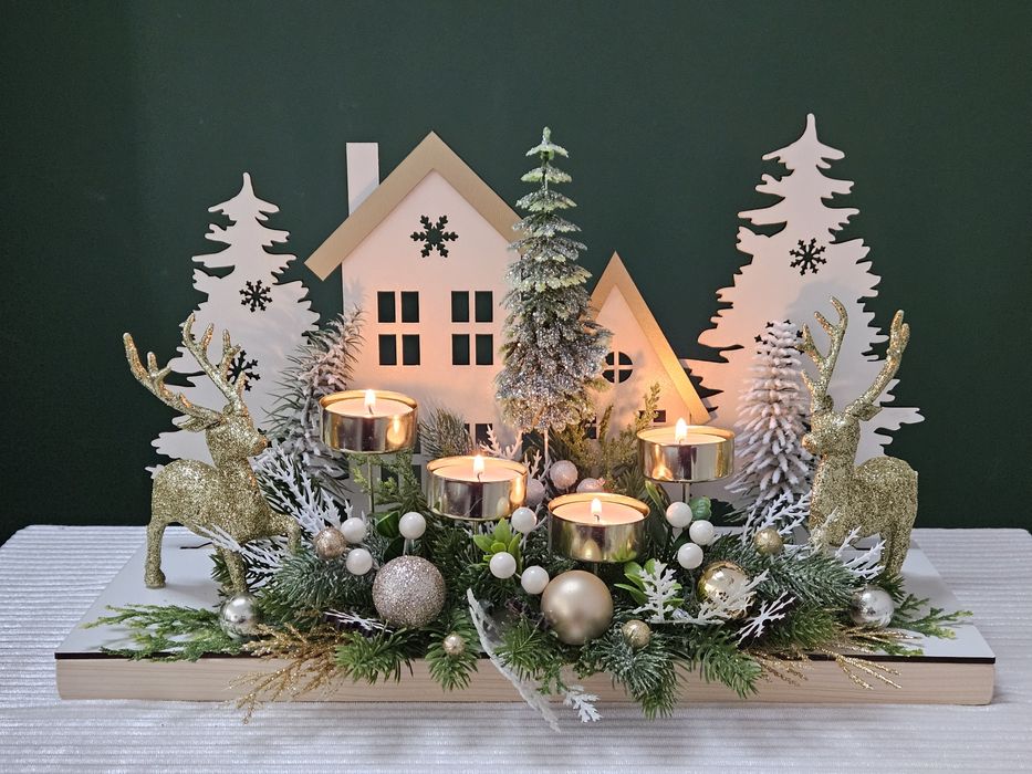 Stroik Adwentowy wieniec adwentowy zimowy Adwent odliczanie świece