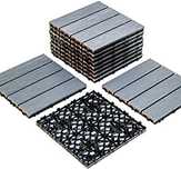 Linyuanwai WPC Patio Płytki Tarasowe Drewniane 30 x 30 x 2 cm