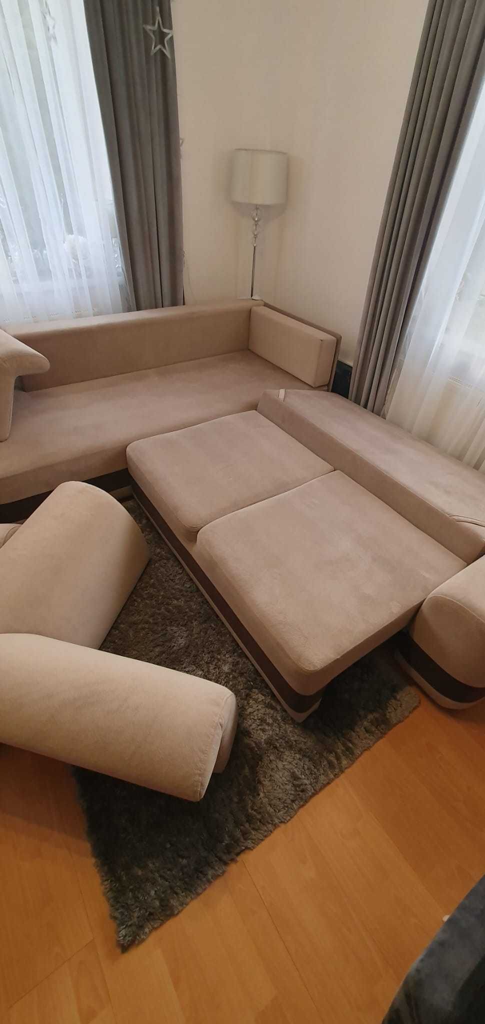 Narożnik, kanapa, sofa powierzchnia spania 145x220 - jak nowa !