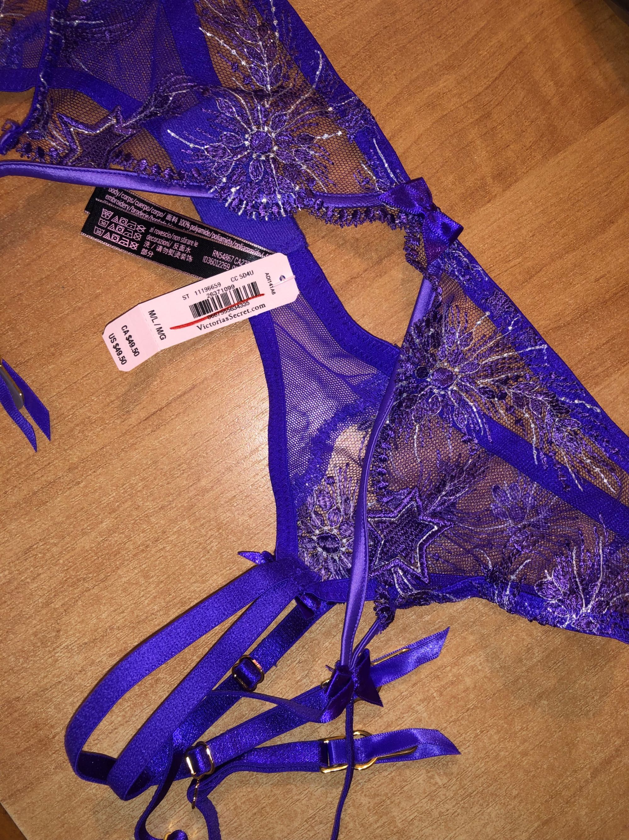 Pas do pończoch Victoria’s Secret M/L fioletowy piekny nowy prezent