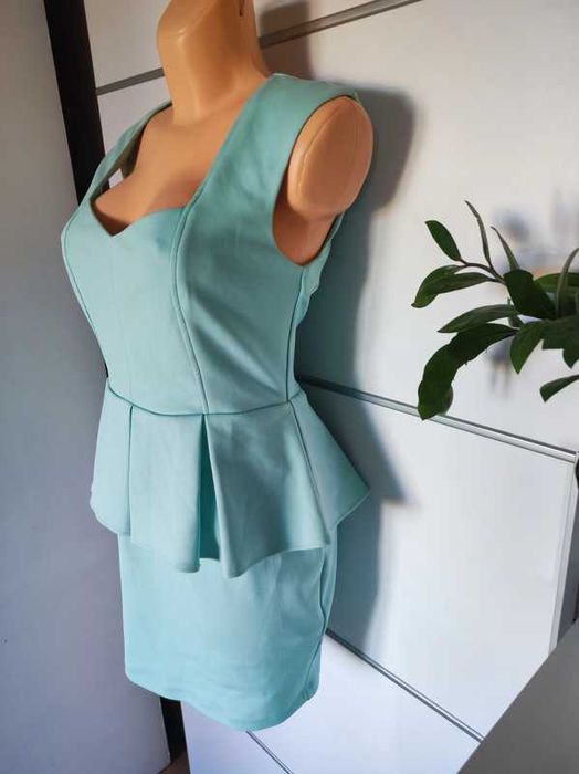 New Look r 40 miętowa sukienka z basinką wesele chrzciny komunia