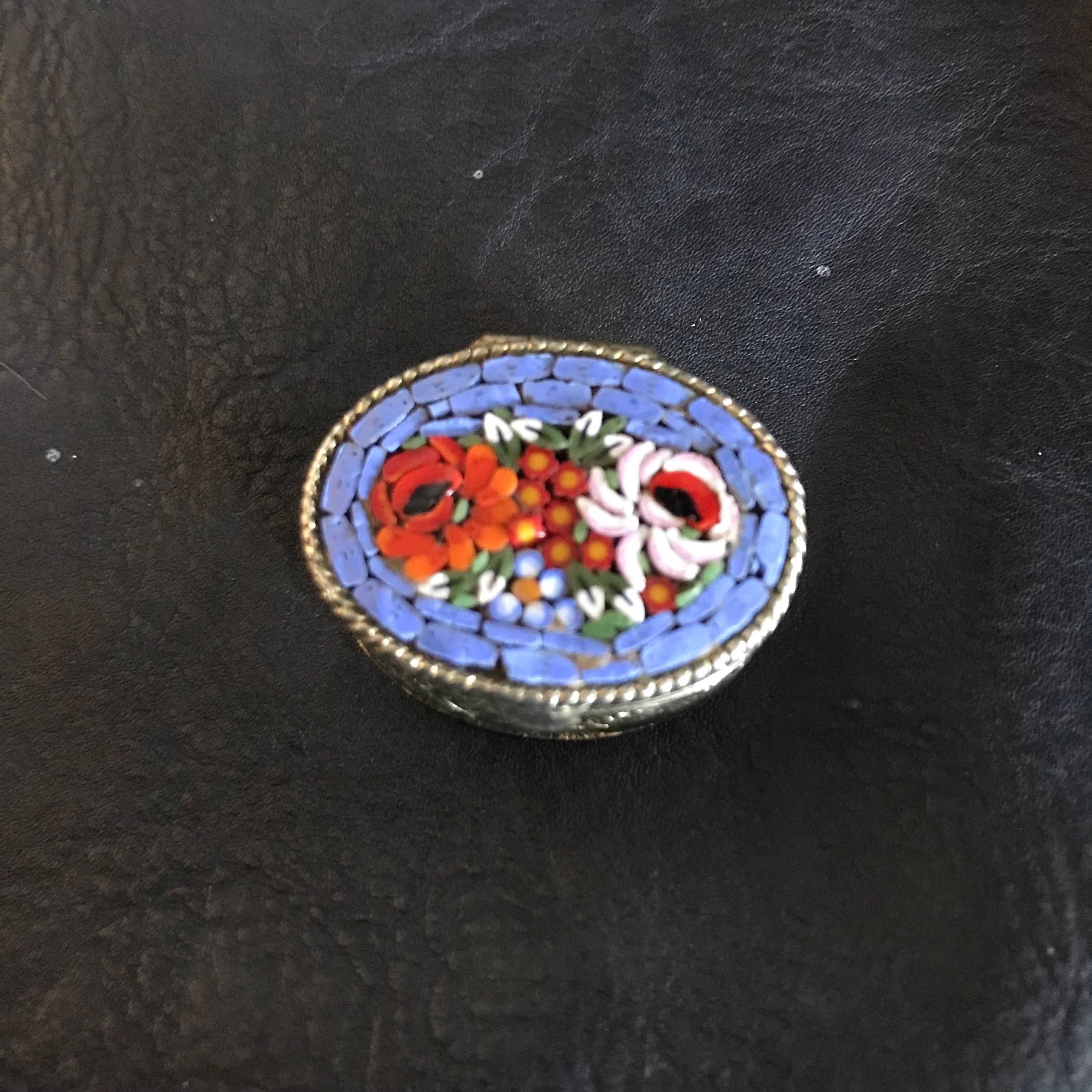 Molduras, Caixas, Alfinete ou broche milefiori micromosaico italiano