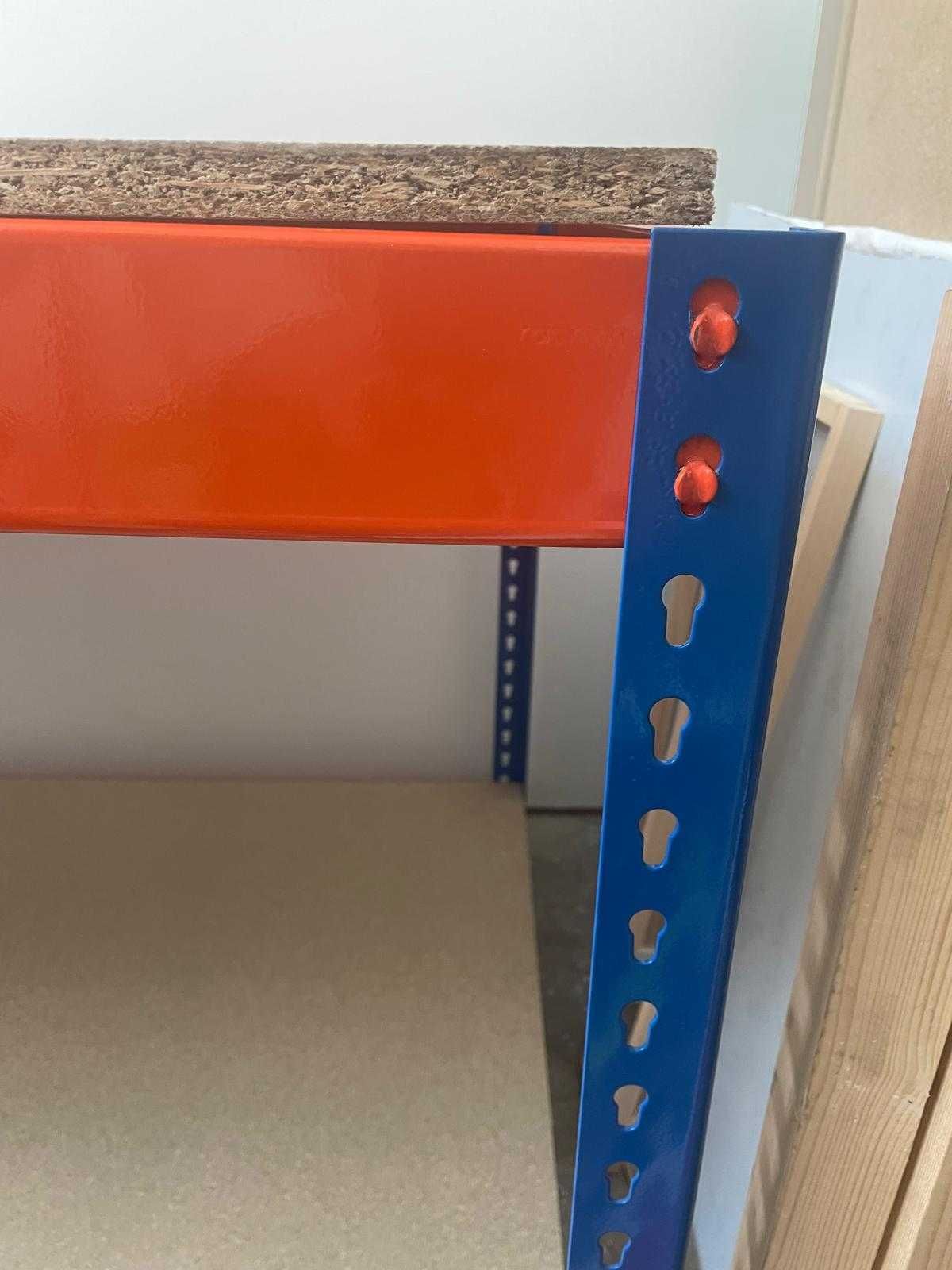 Mesa de Trabalho Azul Laranja Tampo + Prateleira MDF 914x2000x1000(mm)