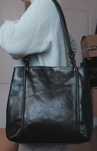 Elmani skórzana torebka damska czarna shopper skóra naturalna vintage